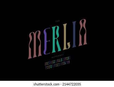 Vector of stylized merlin alphabet and font