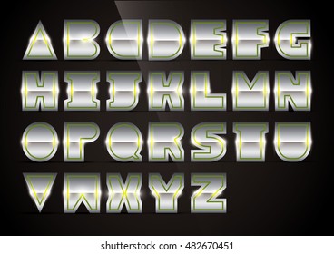 Vector of stylized metallic alphabet