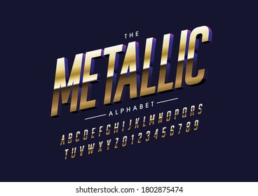 Vector de letra y alfabeto metálico estilizado