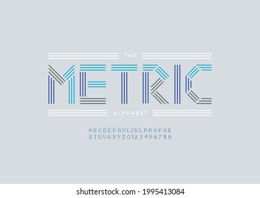 Vector of stylized metric alphabet and font