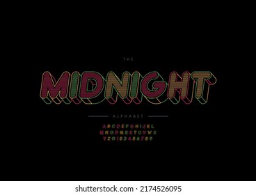 Vector of stylized midnight alphabet and font