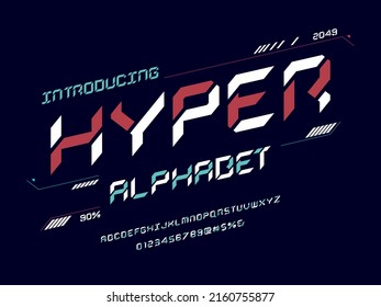 Vector of stylized modern abstract alphabet design with uppercase, numbers and symbols