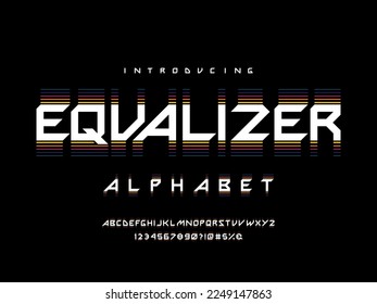 Vector of stylized modern abstract alphabet design with uppercase, numbers and symbols