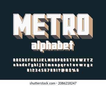 Vector de diseño de alfabeto moderno estilizado con mayúsculas, minúsculas, números y símbolos