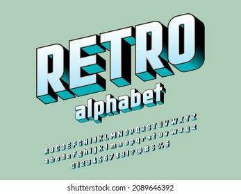 Vector of stylized modern alphabet design with uppercase, lowercase, numbers and symbols