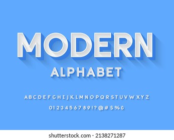 Vector of stylized modern alphabet design with uppercase, numbers and symbols