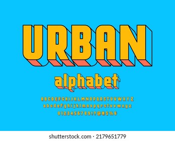 Vector of stylized modern alphabet design with uppercase,  numbers and symbols