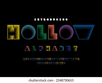 Vector of stylized modern alphabet design with uppercase, numbers and symbols