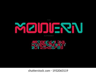 Vector of stylized modern alphabet and font