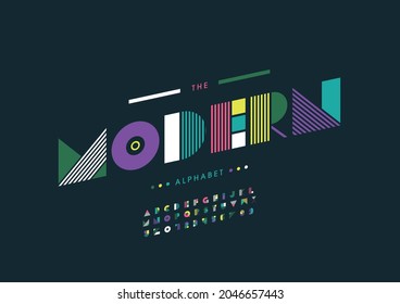 Vector of stylized modern alphabet and font