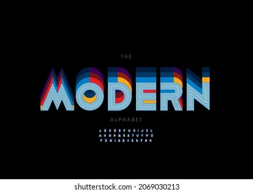 Vector of stylized modern alphabet and font