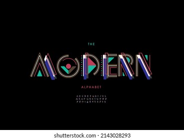 Vector of stylized modern alphabet and font