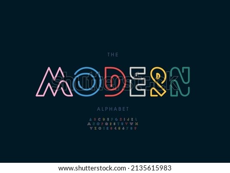 Vector of stylized modern alphabet and font