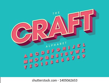 Vector de letra y alfabeto estilizados CRAFT modernos