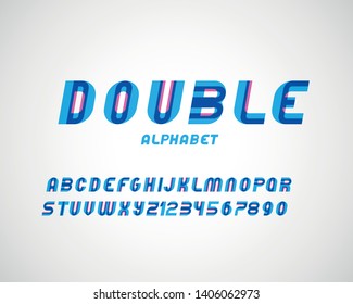 vector of stylized modern double font and alphabet