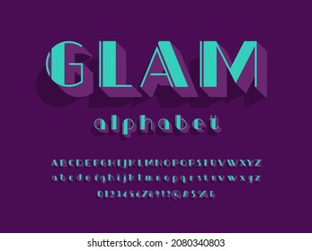 Vector of stylized modern elegant alphabet design with uppercase, lowercase, numbers and symbols