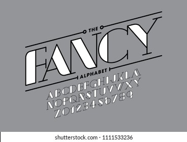 Vector of stylized modern font and alphabet