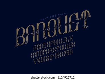 Vector of stylized modern font and alphabet