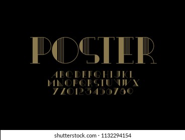Vector of stylized modern font and alphabet