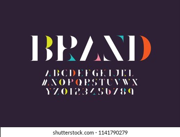 Vector of stylized modern font and alphabet