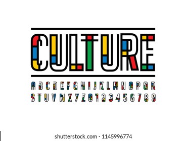 Vector of stylized modern font and alphabet