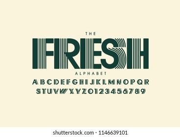Vector of stylized modern font and alphabet