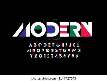 Vector of stylized modern font and alphabet
