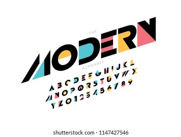 Vector of stylized modern font and alphabet