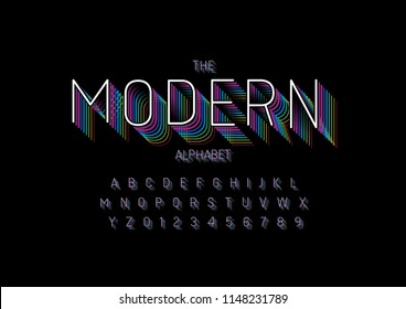Vector of stylized modern font and alphabet