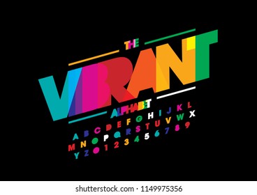 Vector of stylized modern font and alphabet