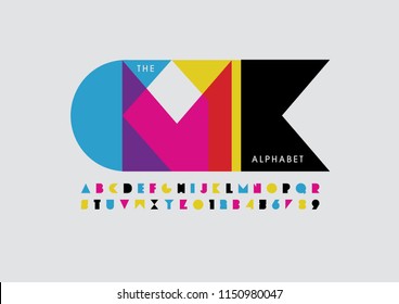 Vector of stylized modern font and alphabet