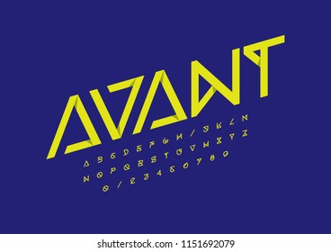 Vector of stylized modern font and alphabet