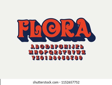 Vector of stylized modern font and alphabet