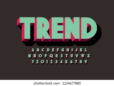 Vector of stylized modern font and alphabet