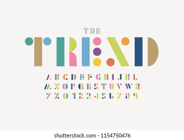 Vector of stylized modern font and alphabet