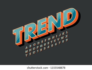Vector of stylized modern font and alphabet