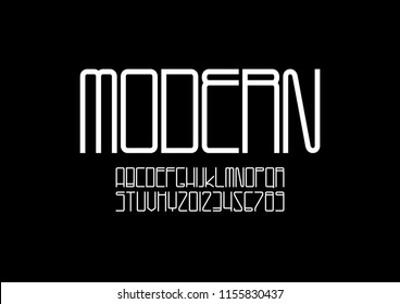 Vector of stylized modern font and alphabet