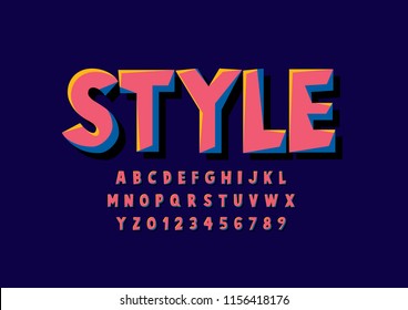 Vector of stylized modern font and alphabet