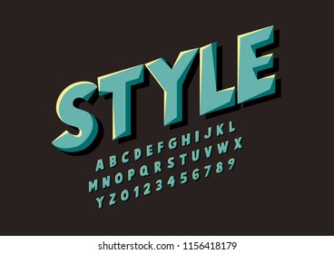 Vector of stylized modern font and alphabet