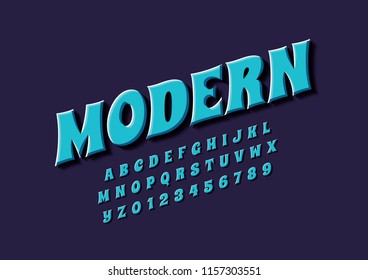 Vector of stylized modern font and alphabet