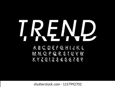 Vector of stylized modern font and alphabet