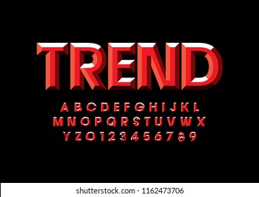 Vector of stylized modern font and alphabet