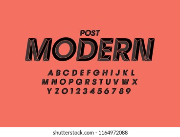Vector of stylized modern font and alphabet
