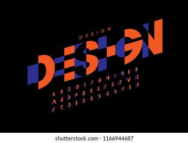 Vector of stylized modern font and alphabet