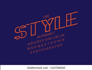 Vector of stylized modern font and alphabet