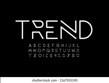 Vector of stylized modern font and alphabet