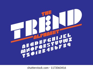 Vector of stylized modern font and alphabet