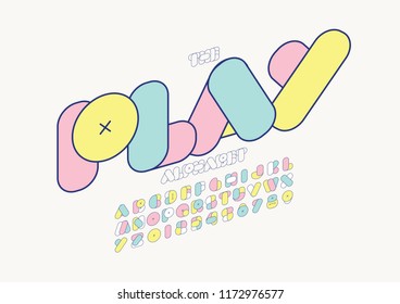 Vector of stylized modern font and alphabet