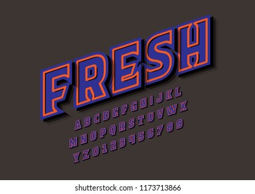 Vector of stylized modern font and alphabet
