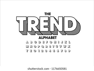 Vector of stylized modern font and alphabet